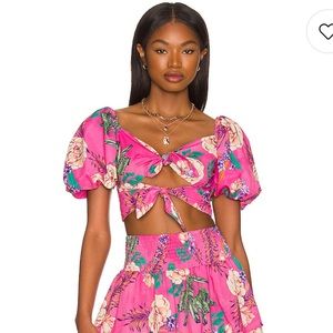 Agua Bendita Bailee top in pink.